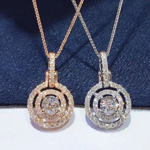 Charming Ladies Clavicle Necklace Silver Plated Micro Pave Lab Diamond Halo Necklace Bridal Wedding Party Fashion Necklace Jewelry