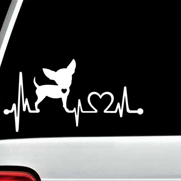 7"x4" Chihuahua Heartbeat Lifeline Dog Decal Sticker Car Truck SUV Van Laptop