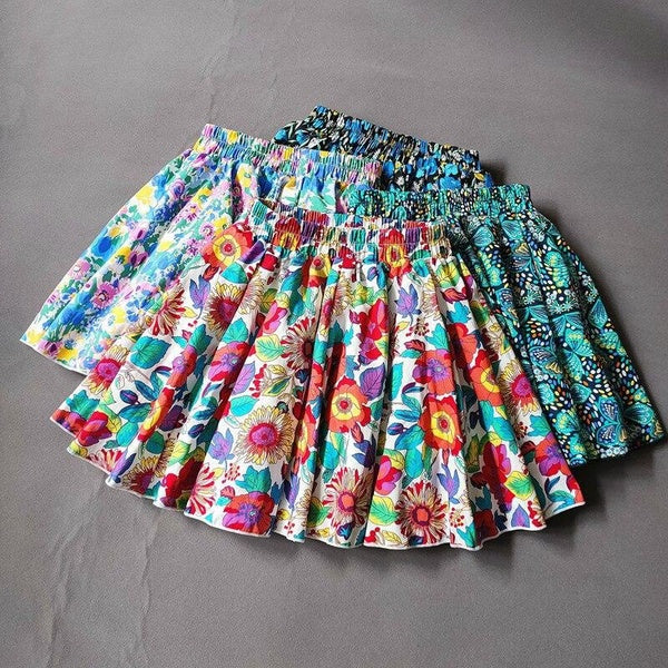 Summer Teenager Girls Swagger Skirts Printing Floral Mini Pleated Skirt Kids Clothes