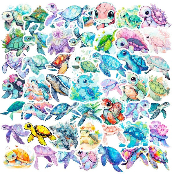 10-50pcs Colorful Cute Sea Turtle Stickers Turtle Marine Animal Graffiti Stickers for DIY Luggage Laptop Skateboard Motorcycle Bicycle Stickers