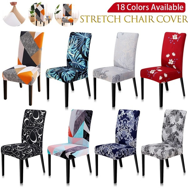 Solid-color-Printing Dust-proof Dining Chair Slipcover(1 pc) Removable Stretch Polyester Chair Covers Protector for Hotel Wedding Party Banquet Home
