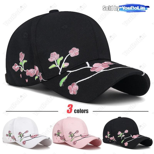 New Fashion Chinese Style Plum Blossom Embroidery Pure Cotton Adjustable Baseball Cap Classic Outdoor Casual Sport Sun Visor Hat