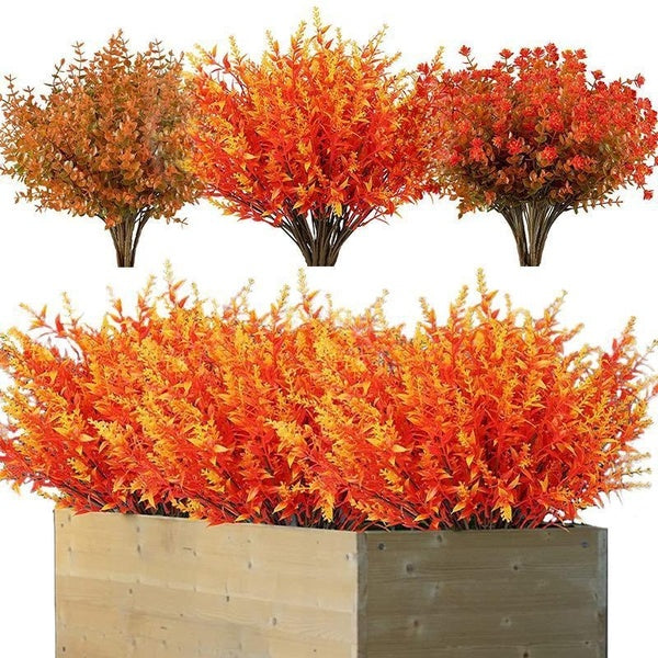 1-6 PCS Artificial Plants, Artificial Fall Flowers Plastic Plants Fake Plants Shrubs Flowers Decorations UV Resistant And Colorfast, Indoor And Outdo