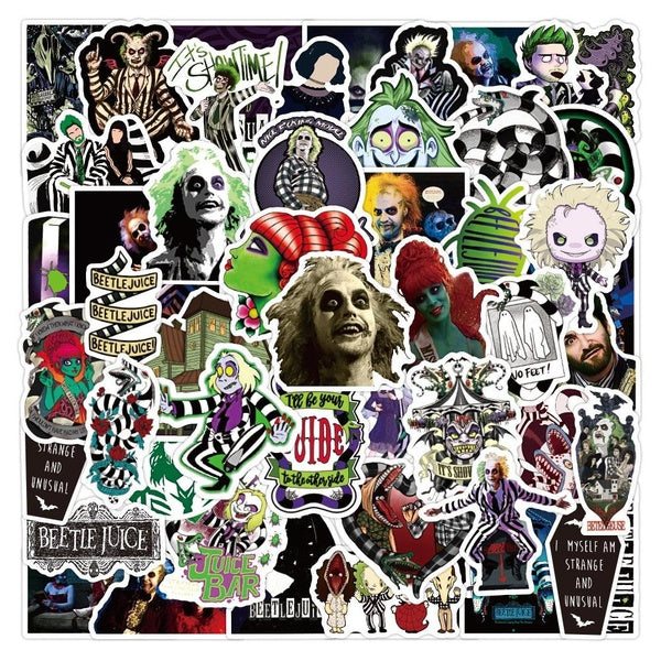 2Style 10-50pcs Absolutely Tim Burton Movie Mixed Stickers Beetlejuice Stickers Graffiti Stickers for DIY Luggage Laptop Skateboard Motorcycle Bicycl