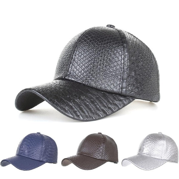 Crocodile Style PU Leather Baseball Cap Outdoor Travel Adjustable Sun Hat Curved Visor Hip Hop Snapback Caps For Men And Women