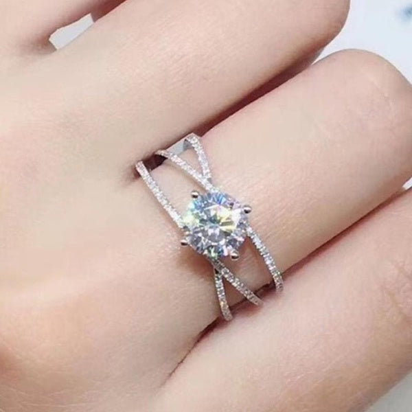 Trendy Multilayer Cross Intertwined Cubic Zirconia Rings for Women Engagement Wedding Bridal Rings