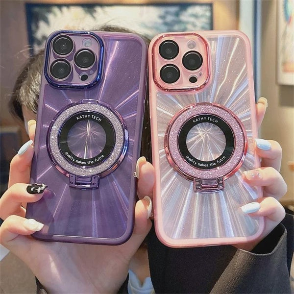 Coque de téléphone de luxe Bling Glitter Electroplate Ring Holder pour iPhone 16 15 14 13 12 11 Pro Max X Xs Max Xr Cover