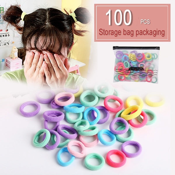 100pcs-Set Bag Packed High Elastics Hair Holders Rubber Bands Hair Accessories Girl Women Hair Accessories