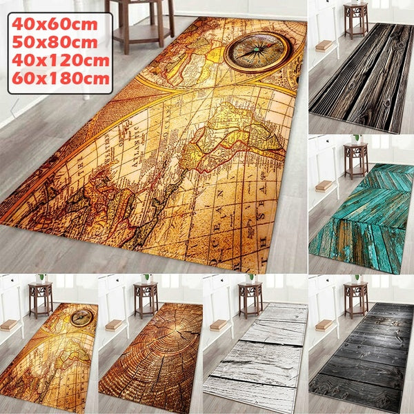 Anti-slip Wood Pattern Floor Carpet for Living Room Washable Bathroom Mat Home Decor(6 Styles)
