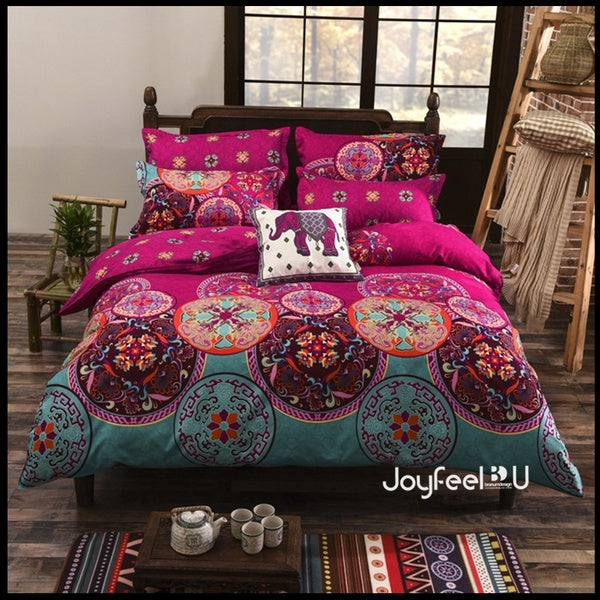 Joyfeel-U 2-3pcs Bedding Set Bohemian Oriental Mandala Pink Bedding Quilt Duvet Cover Set Baby Single Twin Queen King Size