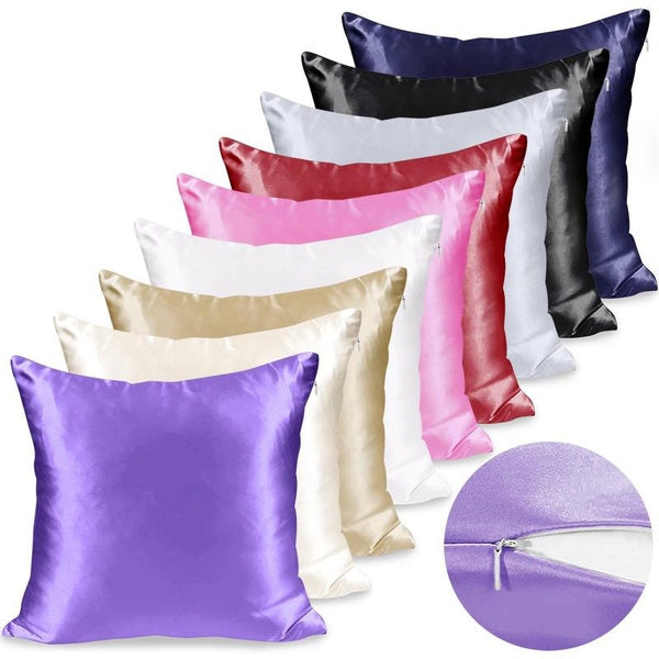 1-2pcs Super Soft Pillowcase Satin Silk Pillowcase with Zipper for Hair and Skin, Breathable Both Sides Silk Pillow Case