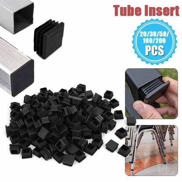 20-30-50-100-200pcs Plastic Square Shaped Blanking End Cap Tube Insert Black