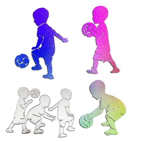 Enfants jouant au Football matrices de découpe en métal artisanat gaufrage timbres de Scrapbooking pour la fabrication de cartes décor