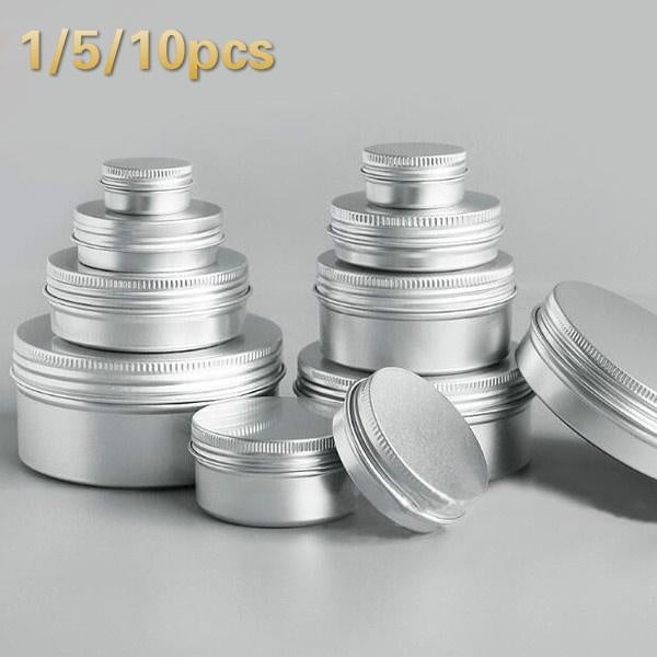 1~10pcs 5-250ml Aluminium Cosmetic Jar Cream Pot with Screw Lid Tin Container Bottle Candle Can Empty Box []