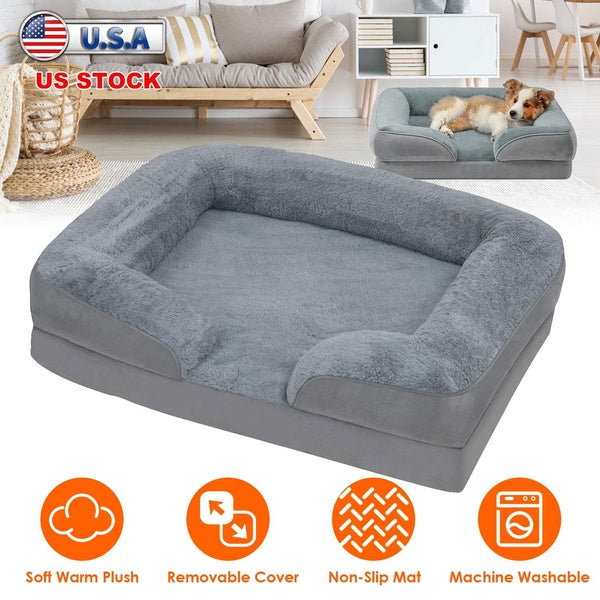 Pet Dog Bed Soft Warm Plush Puppy Cat Bed Cozy Nest Sofa Non-Slip Bed Cushion Mat Removable Washable Cover Waterproof Lining For Small Medium Dog