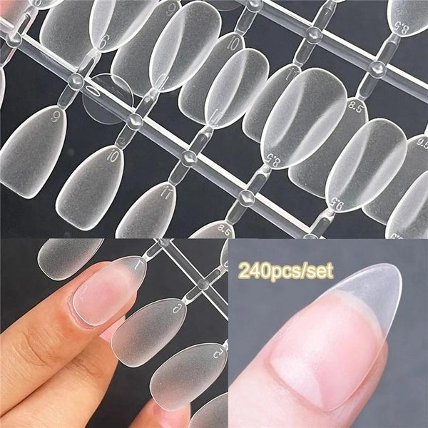 240pcs-set Matte Fake Nail Tips Nail Art Press on False Nails Fake Nails Coffin Gel Nails Extension System Full Cover Short Nail Gel Tips Art Accesso