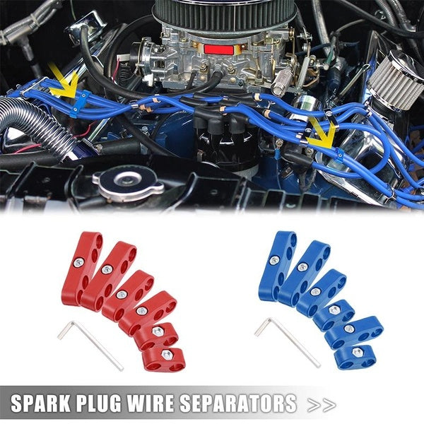 1 Set Car Spark Plug Electrical Wire Separator Clamp Ignition Cable Clip for 8MM Car Accessories Red-Blue