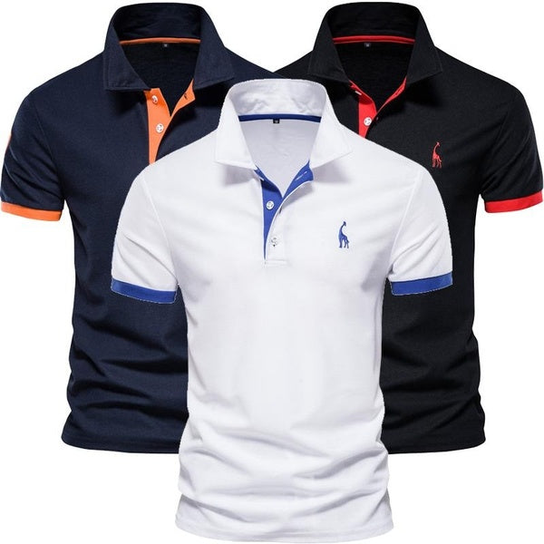 Embroidery Beer Logo Summer Mens Polo T Shirt Cotton Slim Fit Men Casual T Shirt Sports Tops Personality Printing Polo Shirt