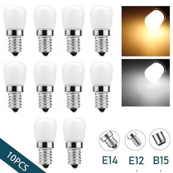 10pcs Mini B15 E12 E14 T22 T26 LED Fridge Light Bulb 110V 220V 3W Milky Glass Refrigerator LED Lamp Replace Halogen Lights