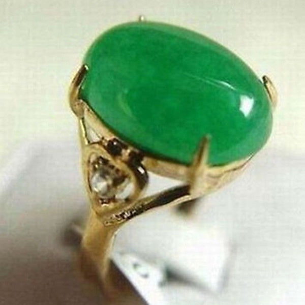 pretty Women's Costume Jewellery Genuine Green Jade Ring size 6-8#