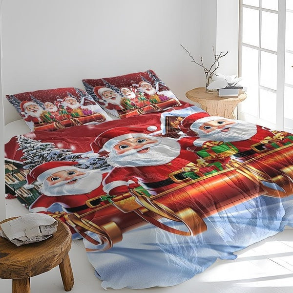 Bedspread Bedding Christmas Santa Printed Bedding Duvet Cover Set Twin Queen King 3D Duvet Cover Pillowcase Christmas Gift Bedding 2-3 Piece Set Roup