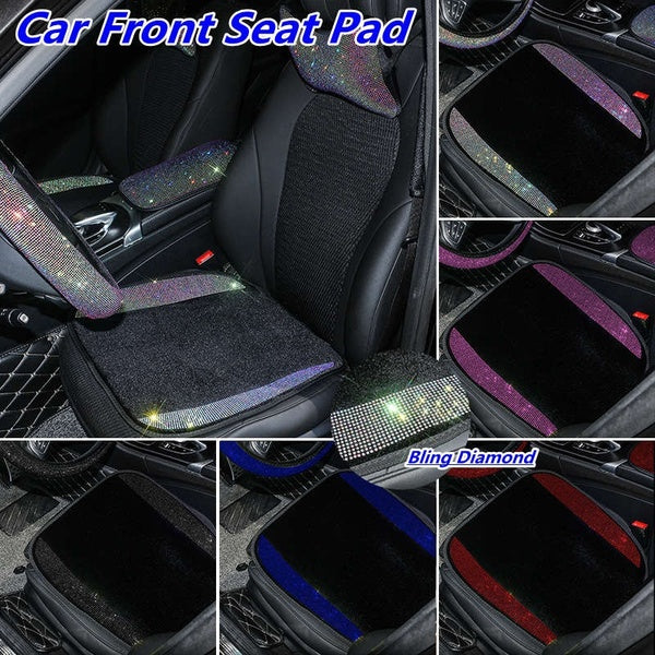 Car Front Seat Covers Protectors with Bling Crystal Rhinestones for Women Girls, Automobile Front Seat Pad Universal Fit for Most Cars