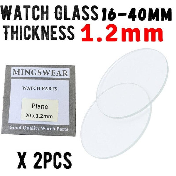 2PCS Thickness 1.2mm Replacement Watch Glass 16mm to 40mm Smartwatch Round Crystal Lens Flat Mirror Glass Watch Repair Tool