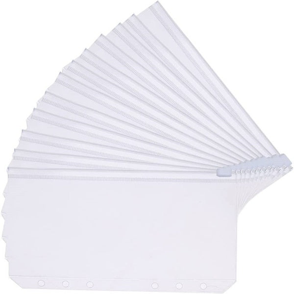 12 Pieces PVC 6 Holes A5 Binder Pockets Binder Zipper Folder Waterproof Money Budget Envelopes for Notebook Planner Insert Pages Loose Leaf Bags