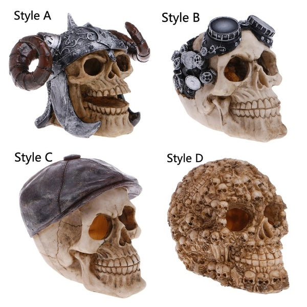 Resin Simulation Head Bone Skull Shape Terrarium Reptile Hide Cave Aquarium Fish Tank Landscape Decor Ornament