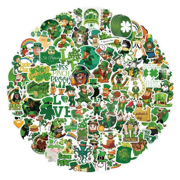 10-50-100PCS Shamrocks Stickers St. Patrick's Day Vinyl Stickers Water Bottle Laptop Mobile Phone Skateboard Kids Adult Stickers