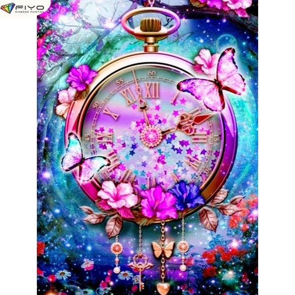 Clock DIY 5D Diamond Painting Full Drill with Number Kits Home and Kitchen Fashion Cross Stitch Embroidery Paintings Canvas Pictures Wall Decoration