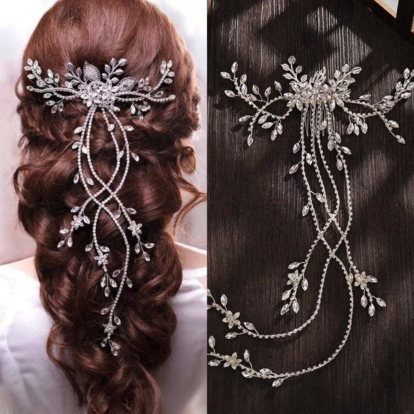 Luxury Rhinestone Hair Comb Wedding Accessories Headwear Ultra-long Tassels Crystal Hair Combs Bridal Headdress Inserted Combs Matron Inn