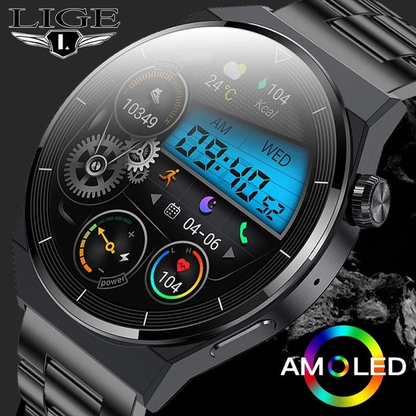 2023 LIGE Date NFC Smart Watch Hommes 390 * 390 Écran Toujours Afficher L'heure Bluetooth Appel Musique Locale Hommes Smartwatch Cadeau De Noël
