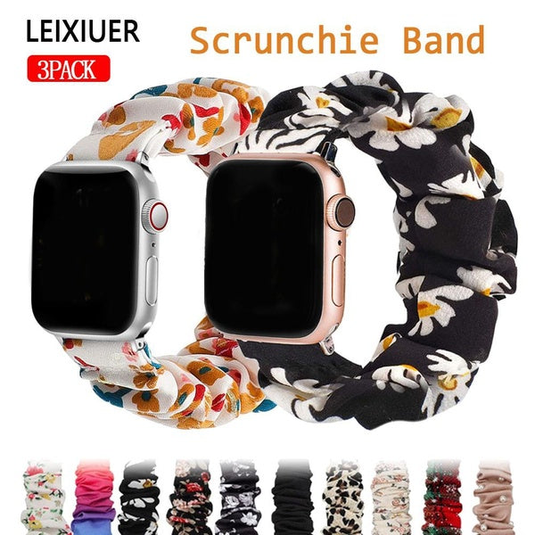 LEIXIUER 3 Packs Strap Elastic Nylon Scrunchie Wristband for smartwatch Ultra band 49 mm 41mm 45mm 40mm 44mm 42mm 38mm for Smart Watch series 8 7 6 5