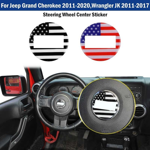 US Flag Steering Wheel Center Sticker Cover Trim Decal for Jeep Grand Cherokee 2011-2020,cherokee 2014+, Grand Commander 2018+