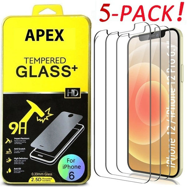 5Pcs Ultra Slim Tempered Glass Film Screen Protector Shockproof Cover for iPhone 12 Mini Pro Max 11 Pro Max X XR Xs Max 6 6s 7 8 Plus SE 2020