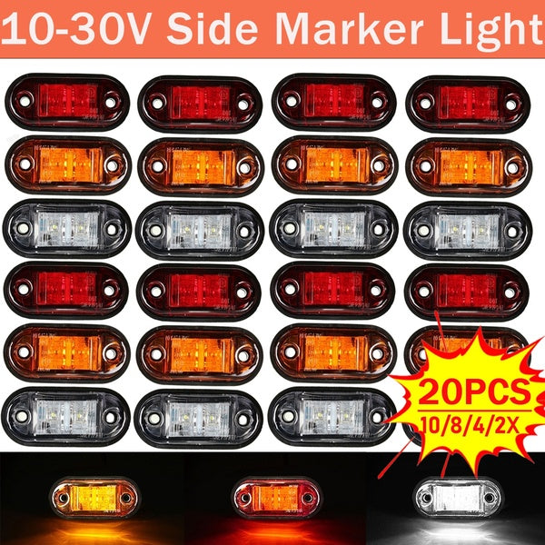 DC10-30V 2LED LED Side Marker Lights IP68 Waterproof Clearance Marker Lights for Truck Trailer-20-10-8-4-2 PCS