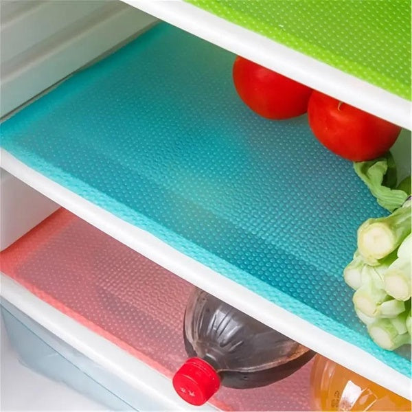 4Pcs-2Pcs Refrigerator Liners, Fridge Liner and Mats Washable, Refrigerator Shelf Liners for Glass Shelves, Protects Against Spills Waterproof Table