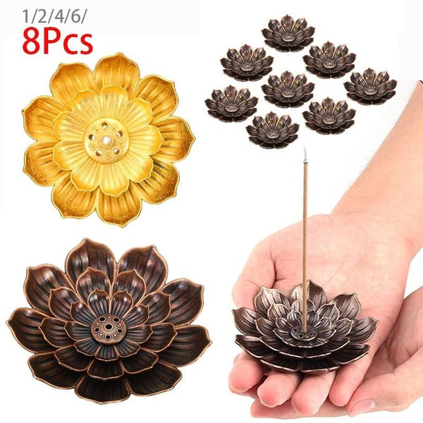 1-2-4-6-8 pièces multi-prises lotus brûleur d'encens Zen plaque d'encens en cuivre doré porte-encens cérémonie d'encens cérémonie du thé yoga méditat