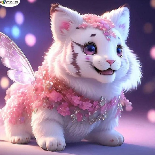 Baby Tiger 5D Diamond Painting Kits Full Drill Crystal Embroidery Pictures Arts Craft for Home Wall Decor(Full Round 25x25-30x30-40x40-50x50cm)(Full