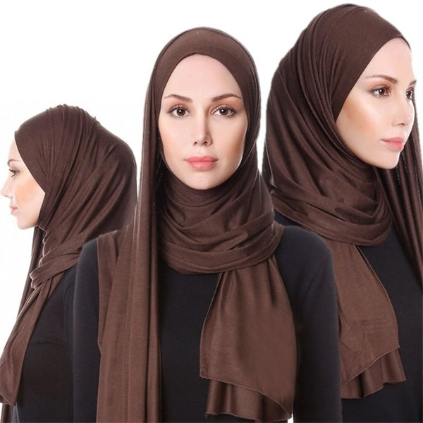 Soft Cotton Muslim Headscarf Instant Jersey Hijab Full Cover Cap Wrap Scarf Islamic Shawls Women Turban Head Scarves