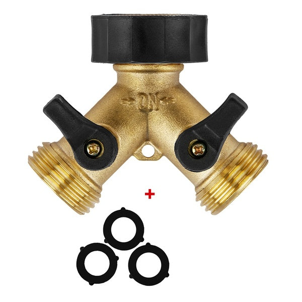 Garden Hose Splitter 2 Way,Y Connector Brass Garden Hose Adapter with 2 Rubber Washers