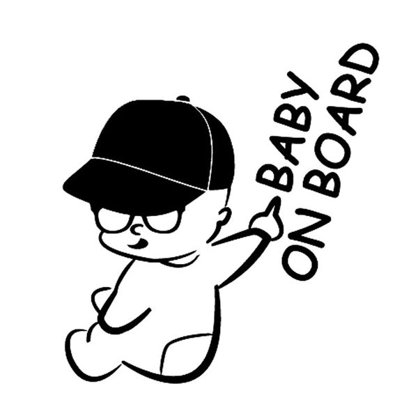 Fashion 12.7CM*13.5CM Baby On Board Naughty Boy's Vinyl Car Sticker Decal Black-Silver C10-00138