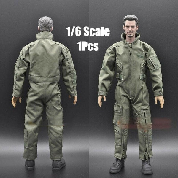 1-6 Scale Pilot Combat Suit One-Piece Uniform Clothes Model Fit 12 '' Male Soldier Action Figure Body Toys