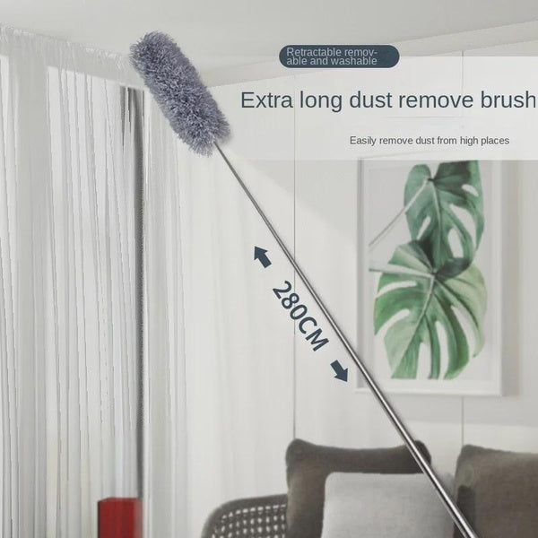 2.8 M Stainless Steel Telescopic Dust Duster Household Ultra-long Dust Duster Car Interior Cleaning Dust Duster Telescopic Pole
