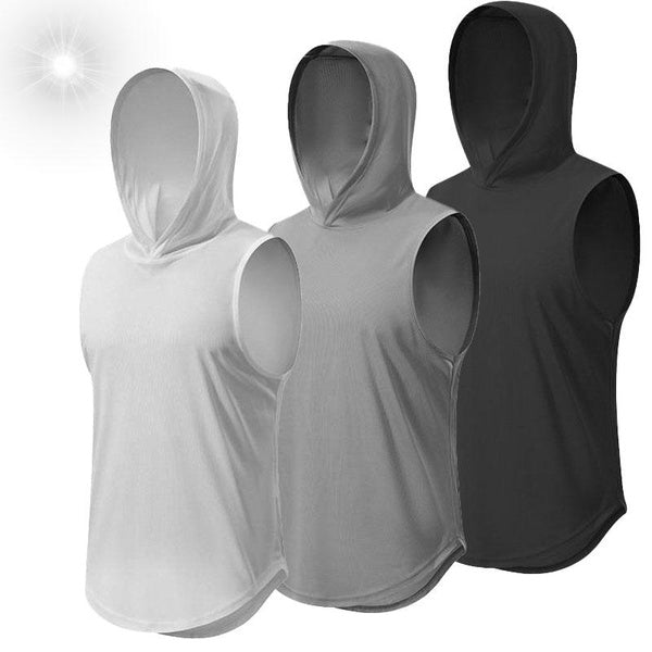 Men Sports Sleeveless T Shirts Hoodies,Soft And Breathable Stretch Workout Vest,Loose And Quick Drying Hooded Tank Top, Moisture Wicking Activewear