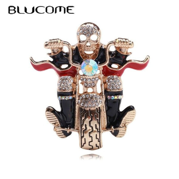 Blucome New Skull Riding Motorcycle Brooch Alloy Suit Coat Women Jewelry Accessories Pin Matron Inn