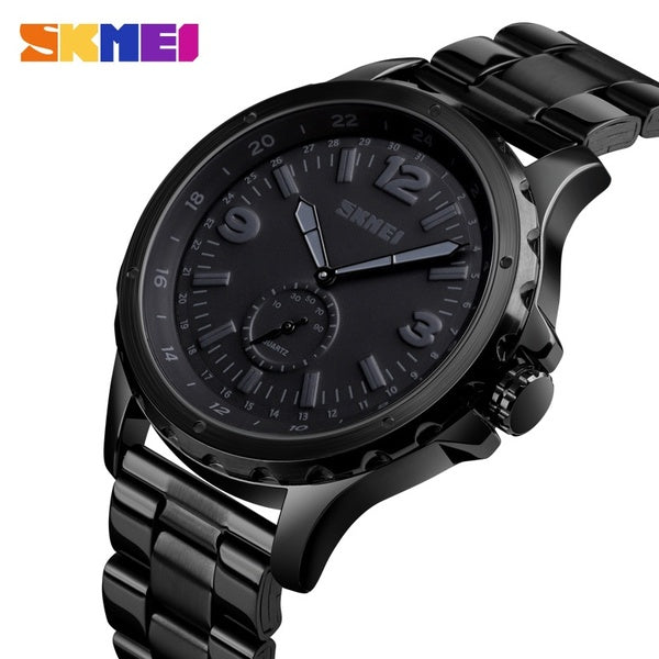SKMEI Mode Hommes Montres Top Marque De Luxe Quartz Montre Hommes Étanche IP Noir En Acier Inoxydable Placage relogio masculino 1513