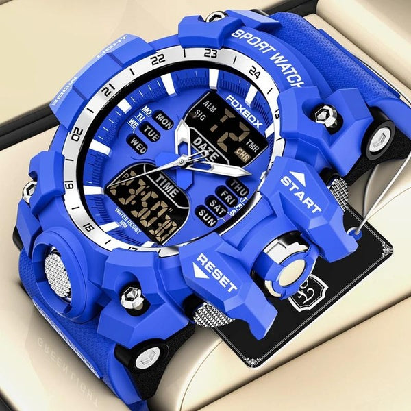 LIGE Brand FOXBOX Sports Military Quartz Men Watch Waterproof Dual Display Digital Fashion Big Watch For Men LED Alarm Clock Man Wristwatch Reloj dig