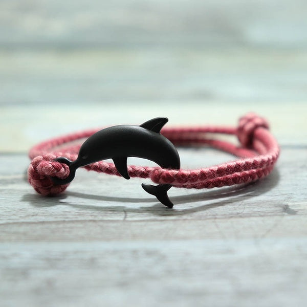 Bracelet en corde de coton tressé à la main Boho charmes conception de dauphin Simple bracelet en chaîne tissée pour hommes femmes bracelet bijoux